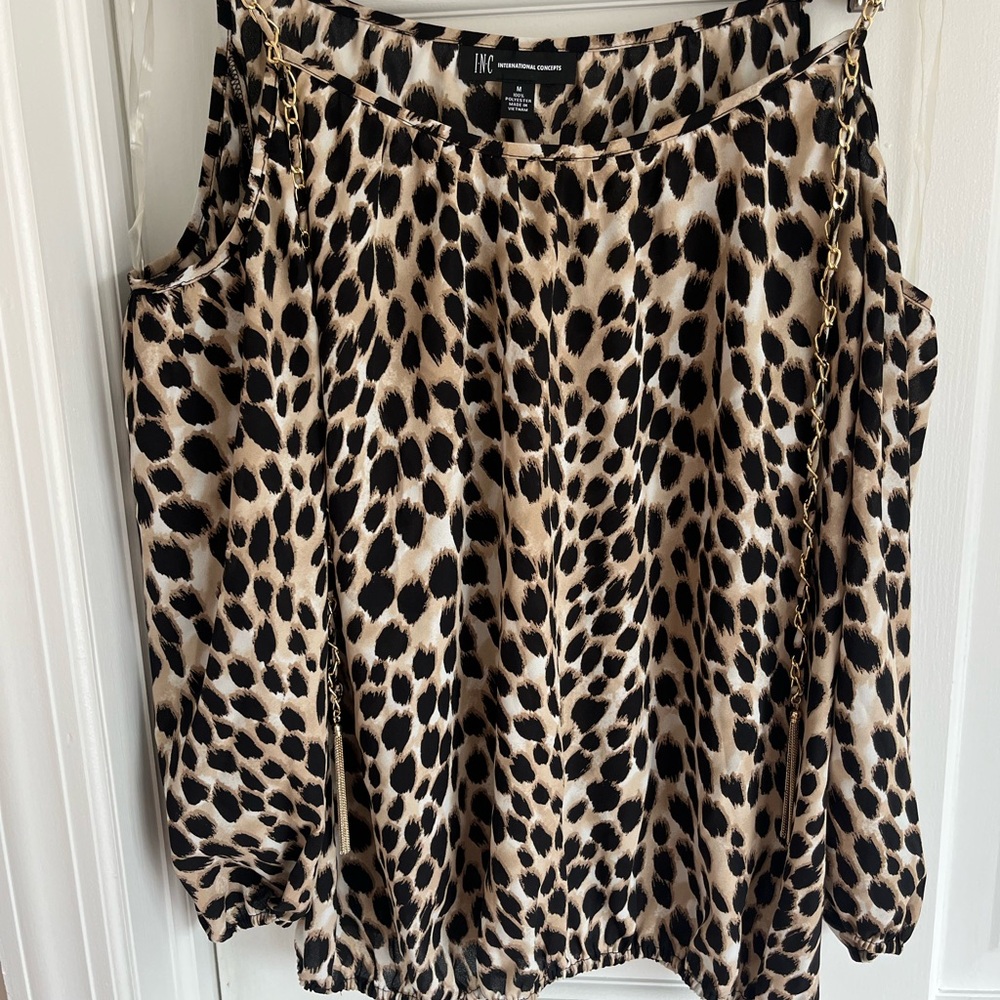 Cheetah Print Top w Gold Chain Straps & Tassels Y2K Animal Print Leopard Fun